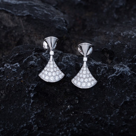 Bvlgari Diamond Studded Fan Earrings