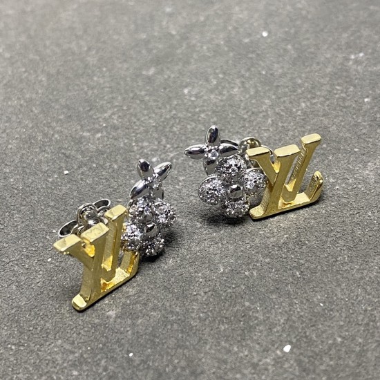 LV Colored Diamond Letter Earrings