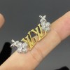 LV Colored Diamond Letter Earrings