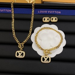 LV Necklace/Bracelet/Earrings 3in1 Set