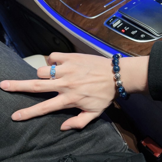 LV Blue Agate Thai Silver Bracelet