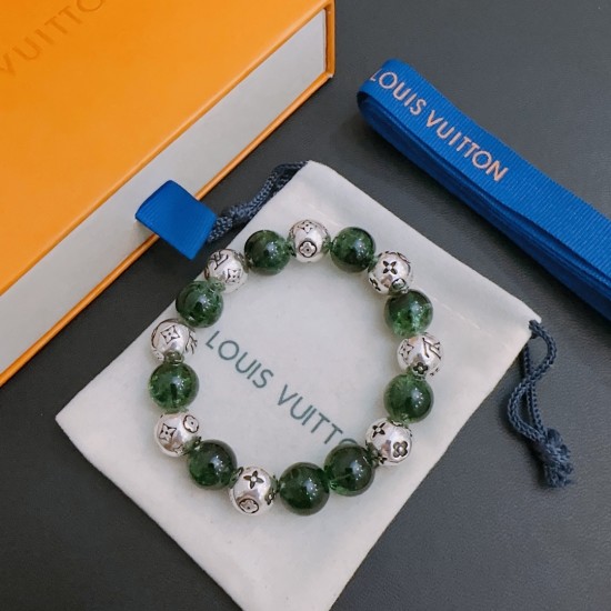 LV Green Agate Thai Silver Bracelet