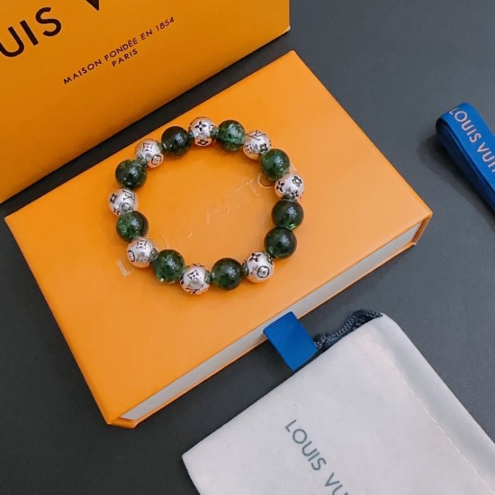 LV Green Agate Thai Silver Bracelet