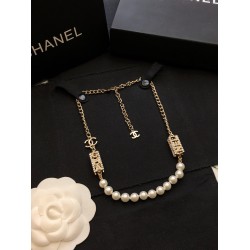 Chanel Letter Pearl Necklace