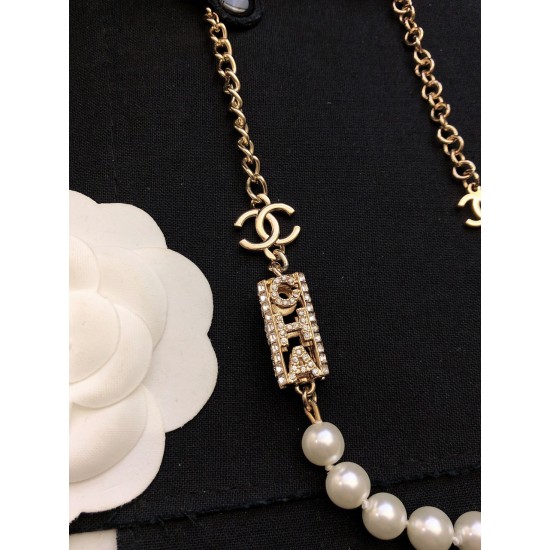 Chanel Letter Pearl Necklace