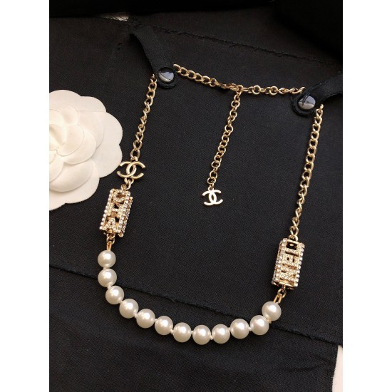 Chanel Letter Pearl Necklace