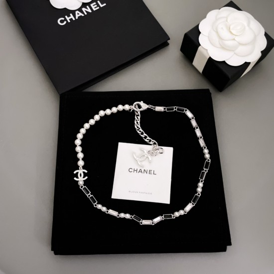 Chanel Elongated Diamond Pearl Collar