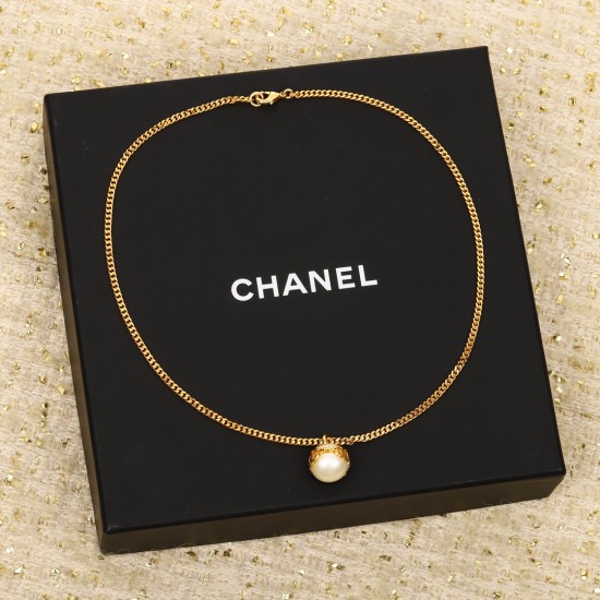 Chanel Pearl Logo Necklace