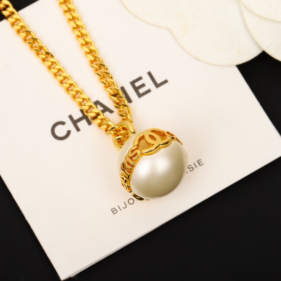 Chanel Pearl Logo Necklace