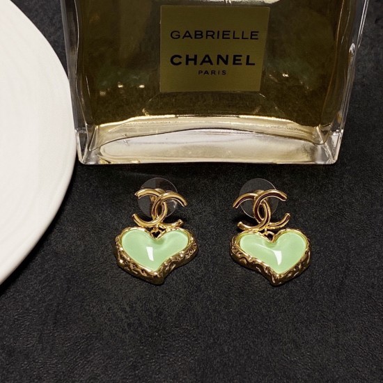 Chanel Peach Heart CC Earrings