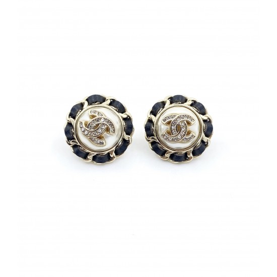 Chanel Black Round Earrings