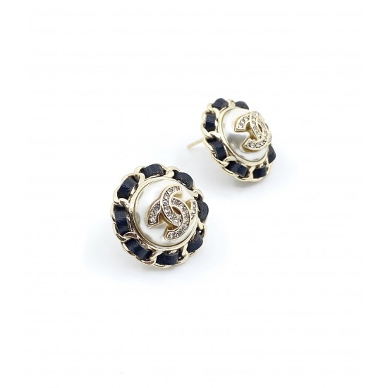 Chanel Black Round Earrings