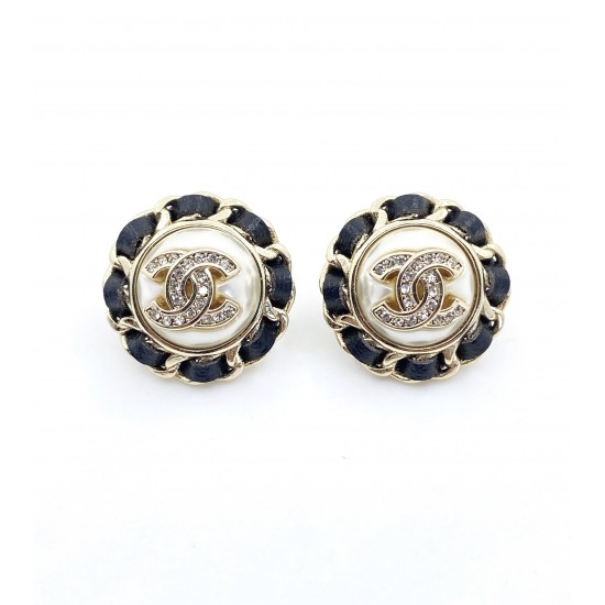 Chanel Black Round Earrings