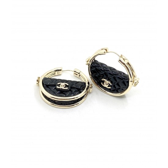 Chanel Black Bag Earrings