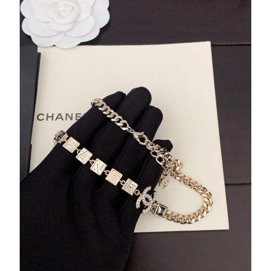 Chanel Letter Chain Square Diamond Necklace