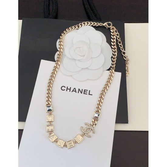 Chanel Letter Chain Square Diamond Necklace