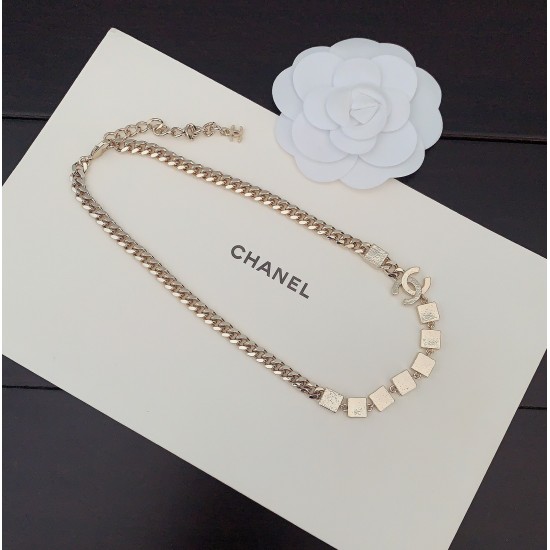 Chanel Letter Chain Square Diamond Necklace