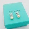 Tiffany Marquise Diamond Pearl Earrings