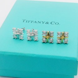 Tiffany Schlumberger Series Cross Four Diamond Earrings