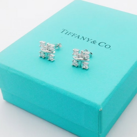 Tiffany Schlumberger Series Cross Four Diamond Earrings