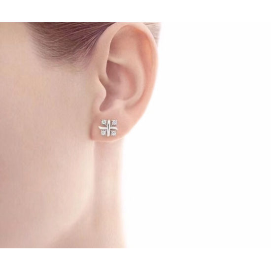 Tiffany Schlumberger Series Cross Four Diamond Earrings