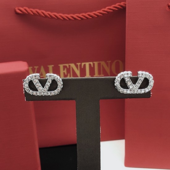 Valentino Silver Square Diamond Earrings