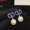 Valentino Blue Diamond Pearl Earrings