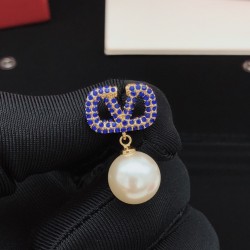 Valentino Blue Diamond Pearl Earrings