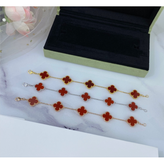 Van Cleef & Arpels Flower Red Agate Bracelet