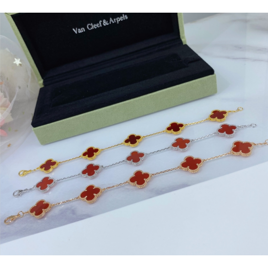 Van Cleef & Arpels Flower Red Agate Bracelet