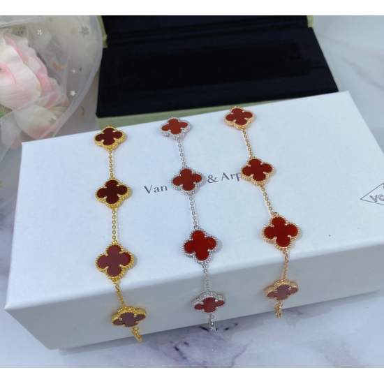 Van Cleef & Arpels Flower Red Agate Bracelet