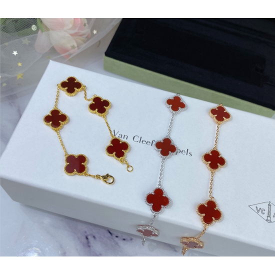 Van Cleef & Arpels Flower Red Agate Bracelet