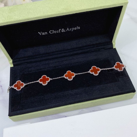 Van Cleef & Arpels Flower Red Agate Bracelet