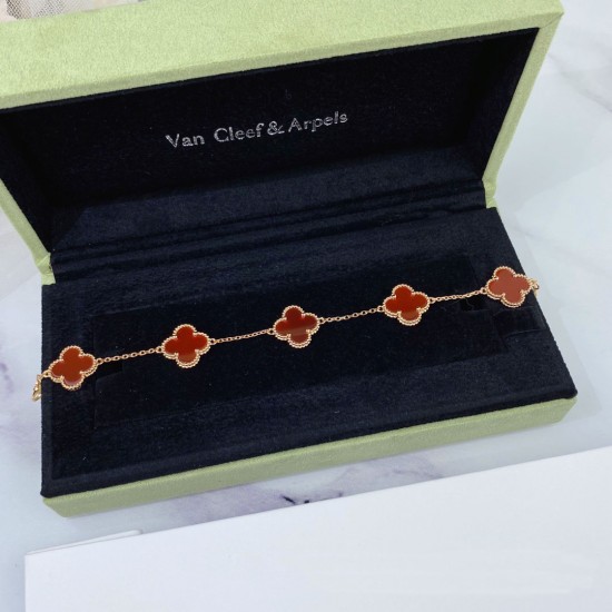 Van Cleef & Arpels Flower Red Agate Bracelet