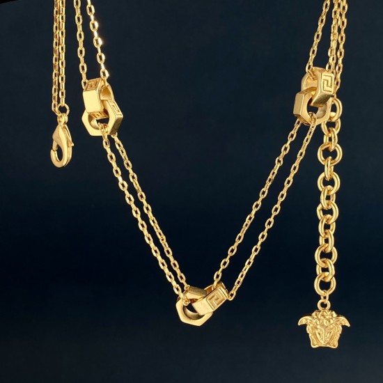 Versace Greek Double Ring Nut Double Layer Necklace