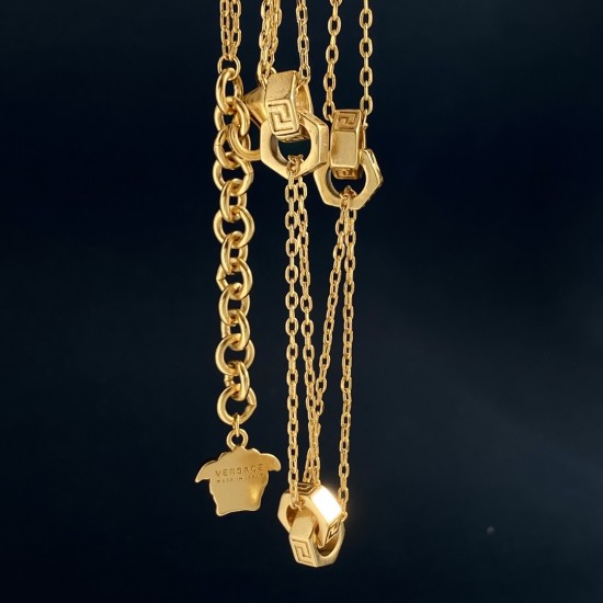 Versace Greek Double Ring Nut Double Layer Necklace