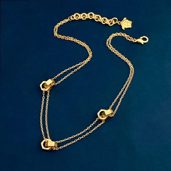 Versace Greek Double Ring Nut Double Layer Necklace