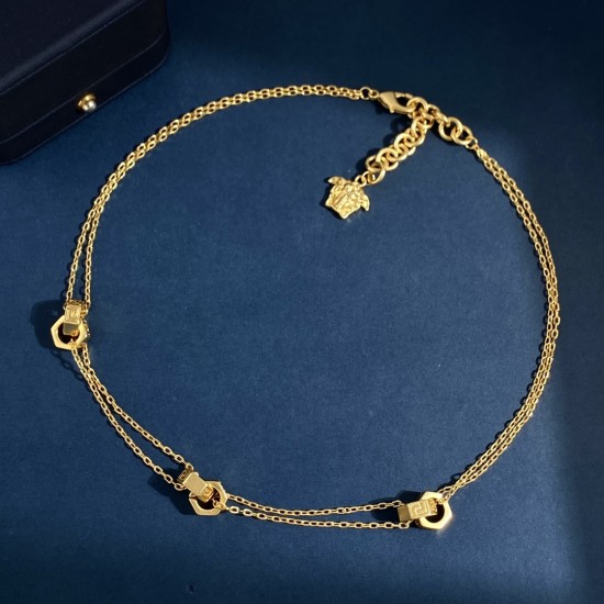 Versace Greek Double Ring Nut Double Layer Necklace