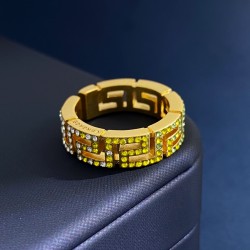 Versace Greek Gradual Sparkling Diamond Hollow Open Ring