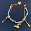 Versace Blue Bead String Circular Knife And Fork Bracelet