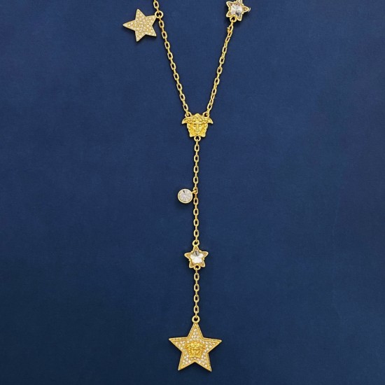 Versace Diamond Studded Pentagonal Star Sweater Chain