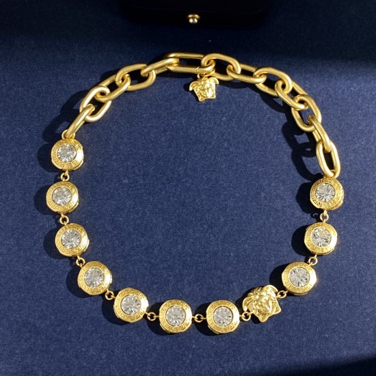 Versace Single Diamond Round Necklace