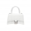 BALENCIAGA WOMEN'S HOURGLASS XS HANDBAG CROCODILE EMBOSSED IN WHITE