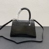 BALENCIAGA WOMEN'S HOURGLASS SMALL HANDBAG CROCODILE EMBOSSED