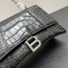 BALENCIAGA WOMEN'S HOURGLASS SMALL HANDBAG CROCODILE EMBOSSED