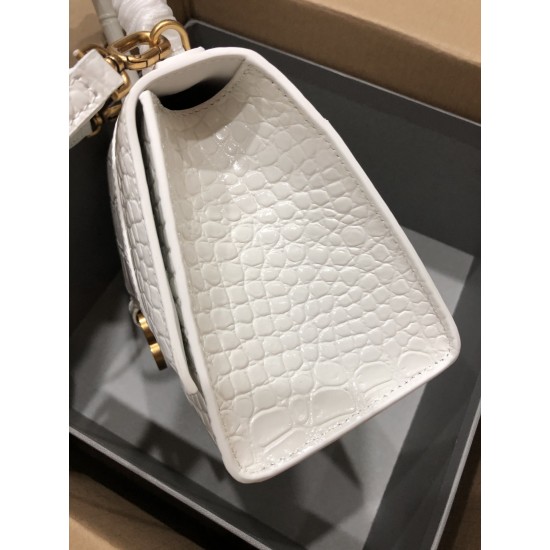 BALENCIAGA WOMEN'S HOURGLASS SMALL HANDBAG CROCODILE EMBOSSED