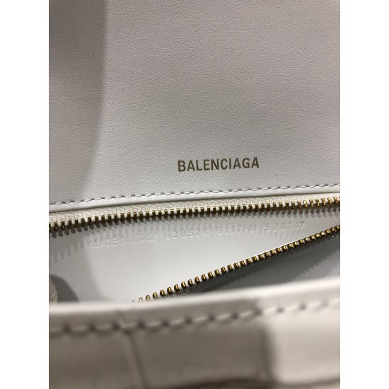 BALENCIAGA WOMEN'S HOURGLASS SMALL HANDBAG CROCODILE EMBOSSED