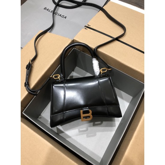 BALENCIAGA WOMEN'S HOURGLASS SMALL HANDBAG BOX IN BLACK