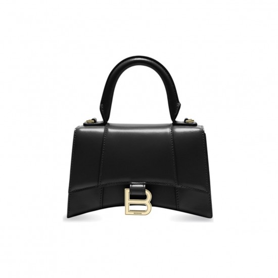 BALENCIAGA WOMEN'S HOURGLASS SMALL HANDBAG BOX IN BLACK