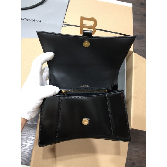 BALENCIAGA WOMEN'S HOURGLASS SMALL HANDBAG BOX IN BLACK